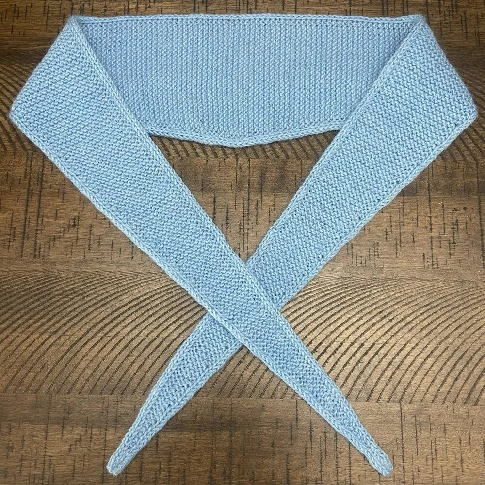 Sophie Scarf Light Blue Merino Wool Blend Neck Warmer Hand Knit Gift for Her